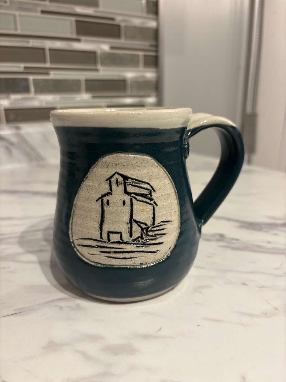 Bob Barclay Pottery mug Grain Elevator handmade Alberta Canada